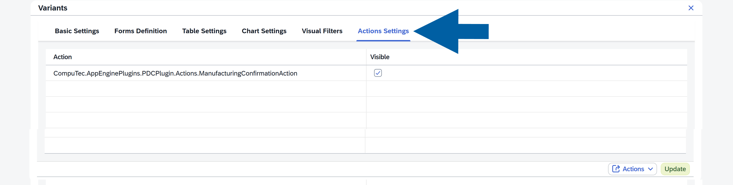 screen showing a form definitrion example