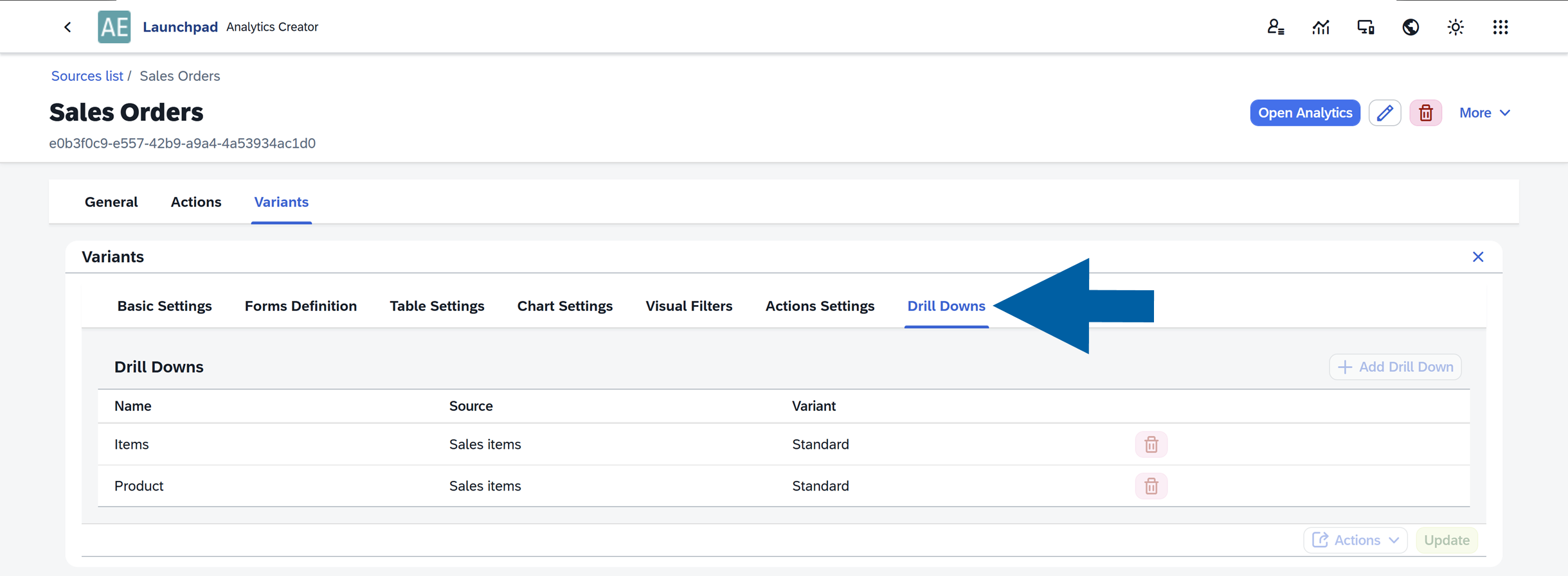 screen showing a form definitrion example