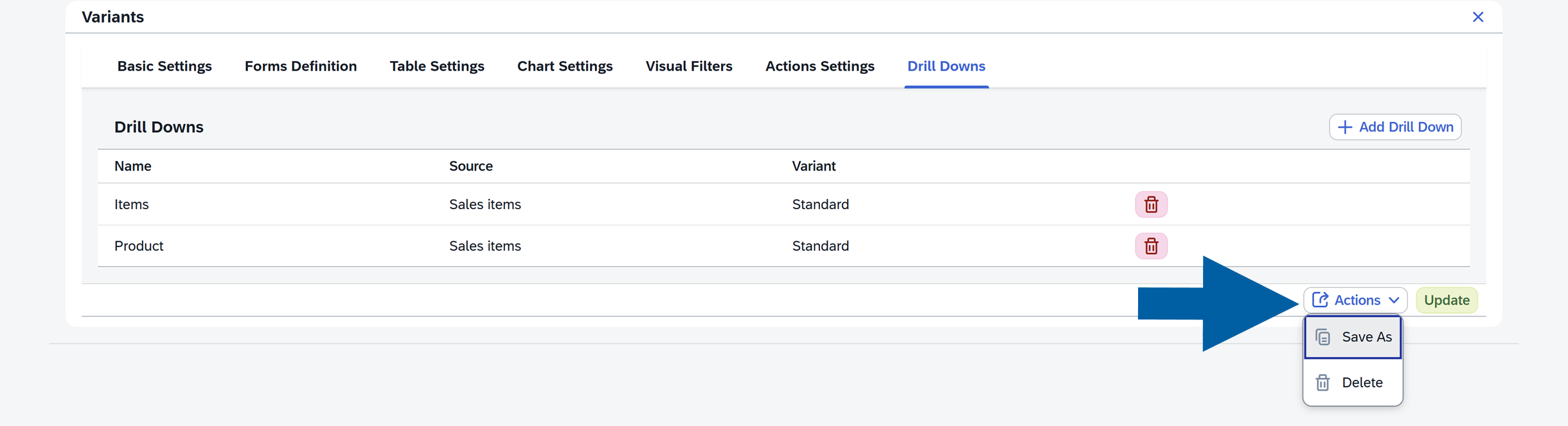 screen showing a form definitrion example