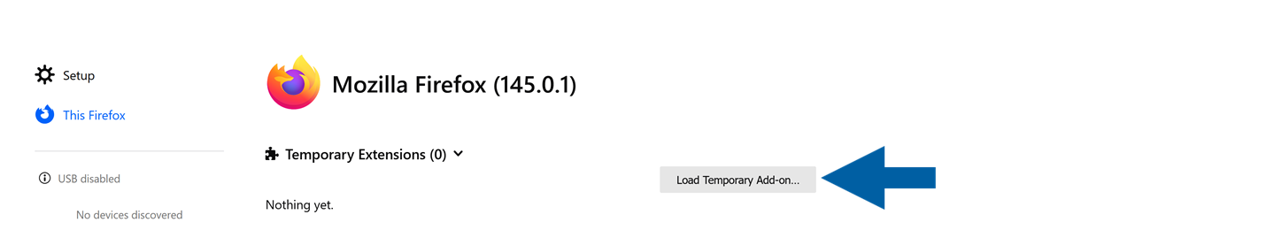 A help screen showing where to find extension installation section when installing the CompuTec webup extension in Firefox browser
