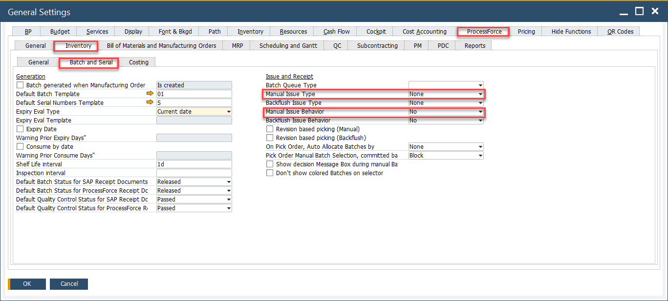 General Settings Issue Type