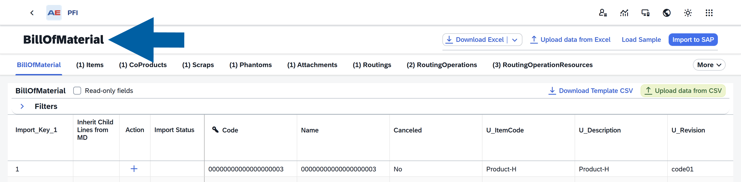 screen the object name in pfi