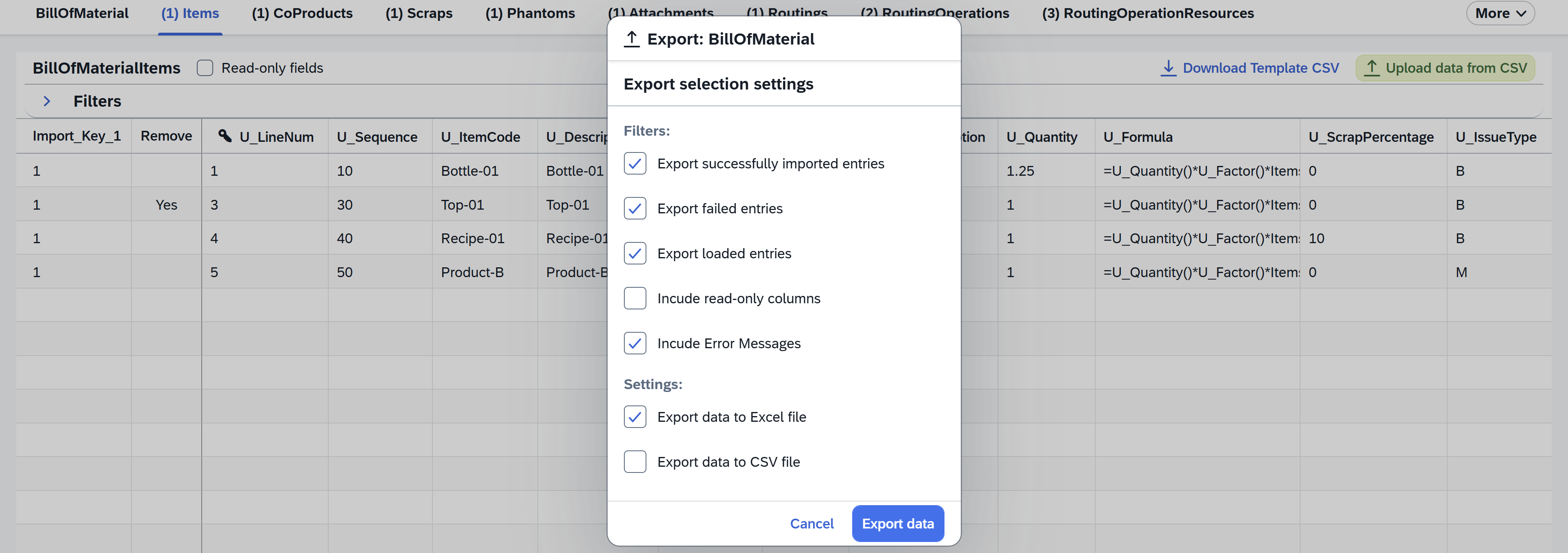 screen showing where to click to download excel file