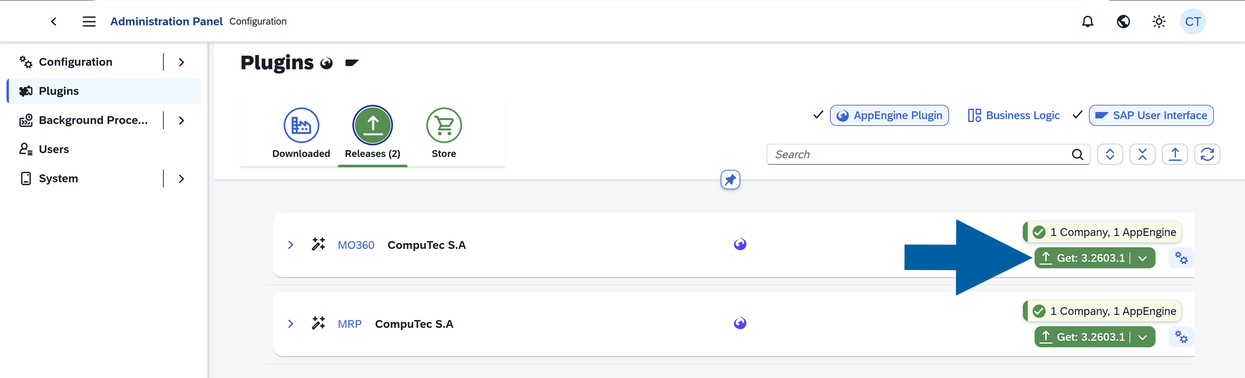 click the number of the version