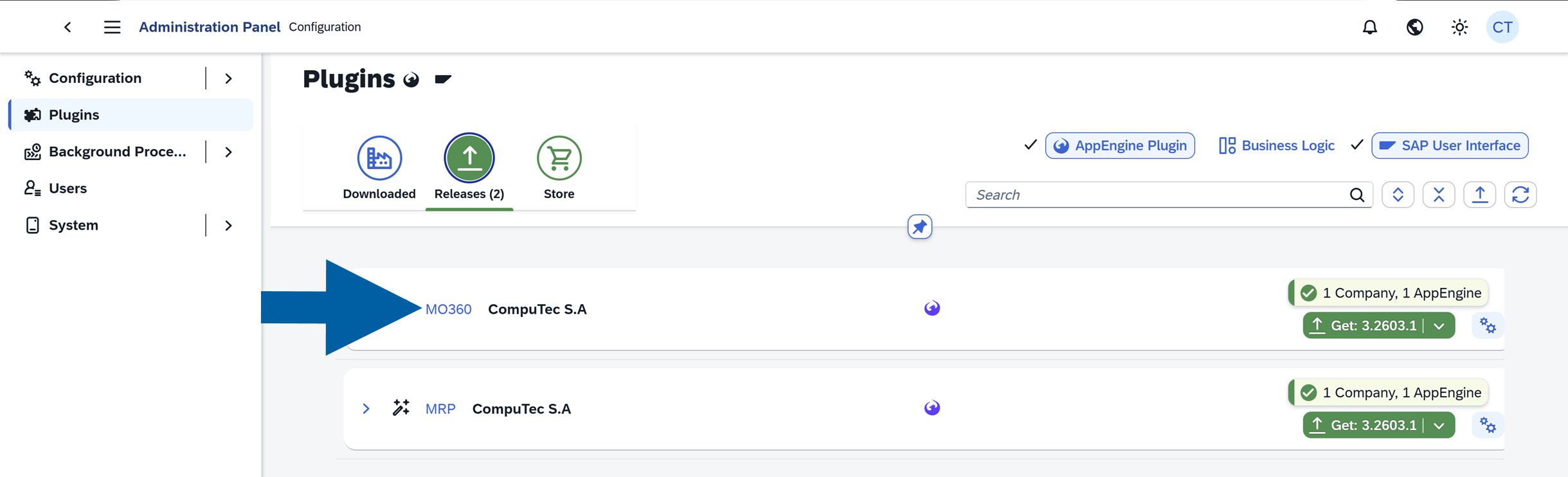 click the plugin name to find a different version