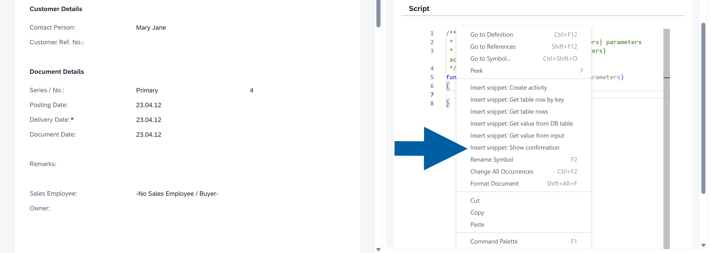 a screen showing navigation to smart actions tab in computec webup manager