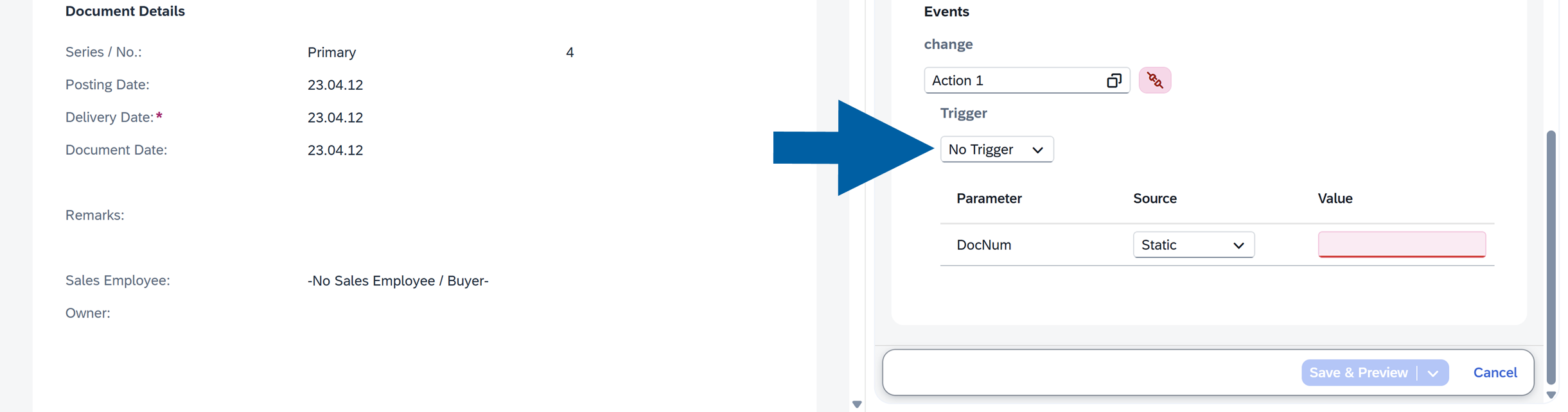 a screen showing navigation to smart actions tab in computec webup manager