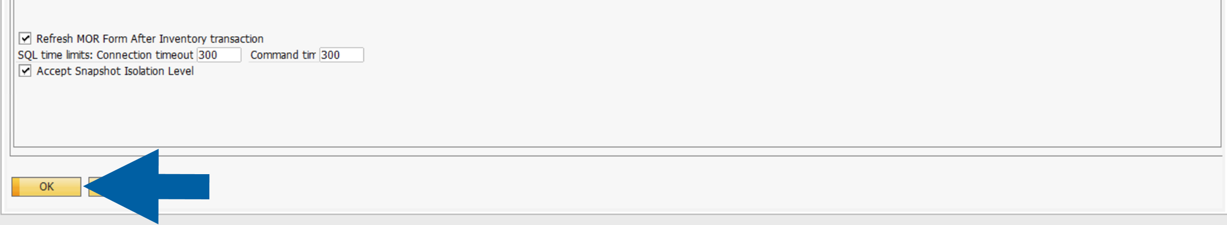 screen showing clicking OK to apply the changes