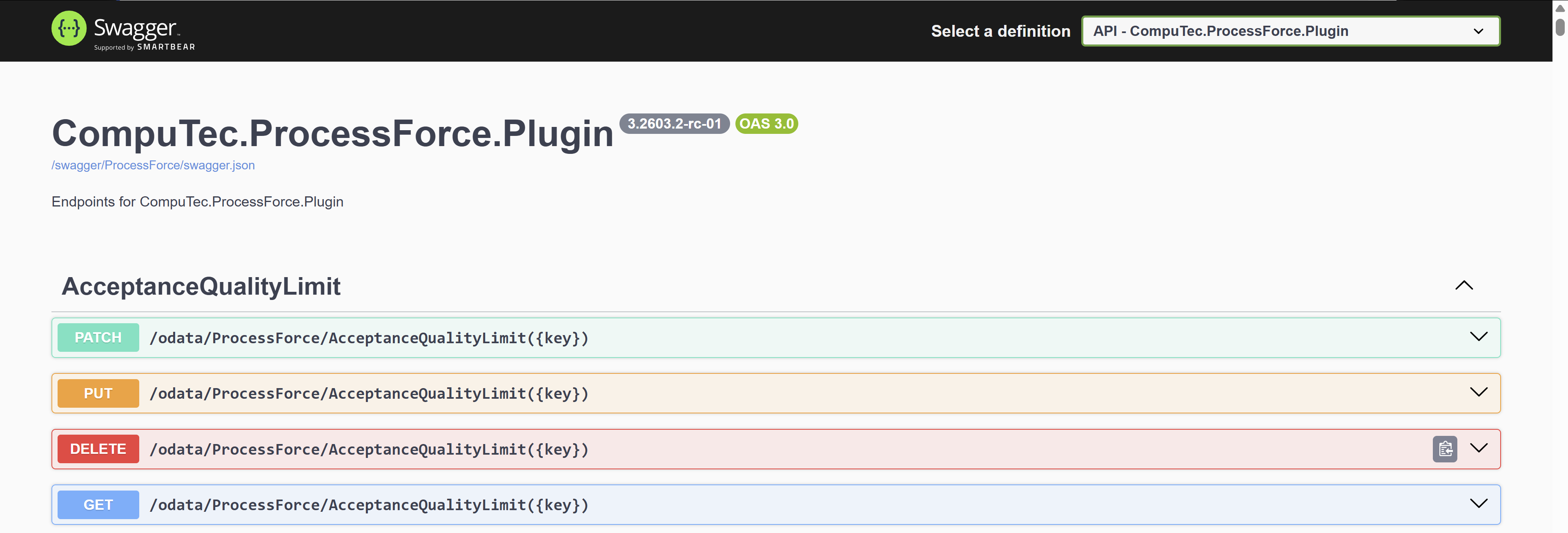 screen showing an example of correctly retuerned lost odata format