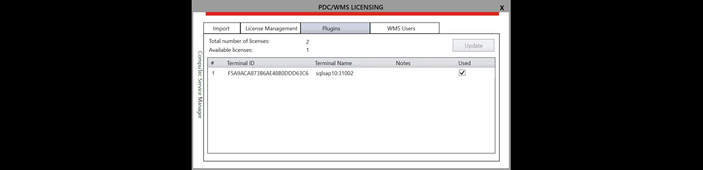 Assigning a license to CompuTec WMS Server